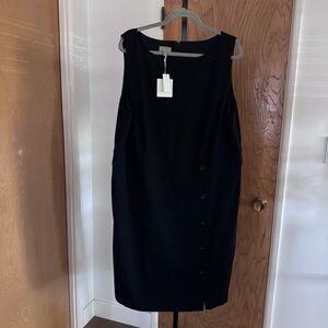 Talbots Black Sleeveless Shift Dress with Side Buttons women 20w